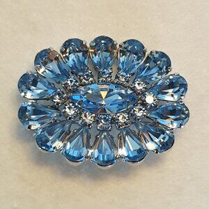 Vintage SHERMAN  Icy Blue Crystal Flower Brooch – Iconic Canadian Designer